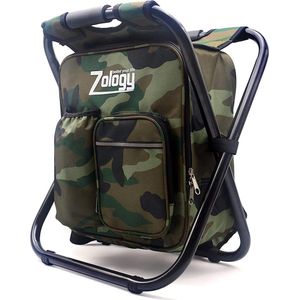 Zitrugzak Opvouwbare campingstoel Krukrugzak met koeler Geïsoleerde picknicktas, camouflage Draagbare wandelstoel Tafeltas voor buiten Binnen Vissen Reizen Strand BBQ