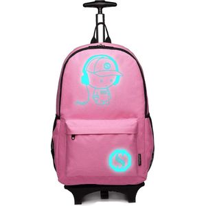 Kinderrugzak Schoolrugzak Bagage Koffer Cabinewielen Trolley Reiswielen Trolley Handkoffer voor jongens en meisjes (roze)