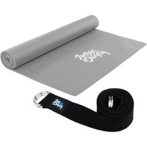 2-in-1 yogamat, bekleed en antislip, gymnastiekmat met yogastrap, fitnessmat inclusief e-book workout, sportmat, afmetingen 173 x 61 cm