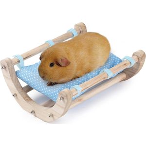 Hamster accessoires, speelgoed, cavia's, bed, accessoires, hangmat, kooi-accessoires, afneembaar houten frame, donkergroen, blauw