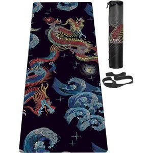 Yogamat, antislip, milieuvriendelijke trainingsmat met draagriem, dikke oefen- en trainingsmat voor yoga, pilates en fitness (183 cm x 61 cm x 6 mm)
