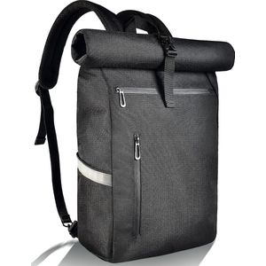 Fietstas voor bagagedrager, 22 liter fietstassen rugzak, multifunctionele bagagedragertas, waterdicht en reflecterend (puur zwart)