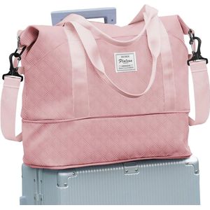 Sporttas voor dames, 40 x 20 x 25 cm, handbagagetas, weekendtas, zwemtas, waterdichte reistas, duffle bag, fitnesstas, trainingstas voor dames, voor op reis, gym, B1-roze