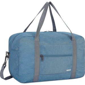 Handbagagetas voor vliegtuig, reistas, klein, opvouwbare handbagage, 40 x 20 x 25 cm, sporttas, ziekenhuistas, weekendtas, Denim Blauw 20 l met schouderriem