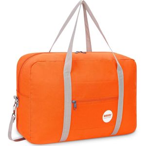 dbagagetas voor vliegentuig, reistas, small, opvouwbare handbagage, koffer, 55 x 40 x 20 cm, 45 x 36 x 20 cm, sporttas, ziekenhuistas, weektas, B: oranje met schouderriem