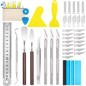 38 stuks plotter accessoires, vinyl, wiedgereedschap, doe-het-zelf knutselgereedschap, knutselmes, cuttermes, scalpel, snijwerk, losse Messen, cameo's, decoratie