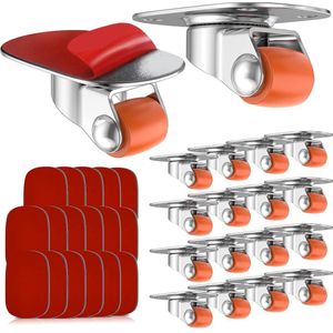 Zelfklevende zwenkwielen, 360 graden draaibaar, sterke nano-lijm, roestvrijstalen plaat, draagvermogen 1 kg, eenvoudige installatie, 16 stuks