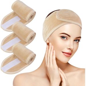 Haarband, cosmetica, hoofdband, badkamer spullen, 3 stuks, verstelbare haarbeschermingsband met klittenbandsluiting, microvezel, haarbanden, cosmetica voor make-up, sport, yoga, spa, gezicht,