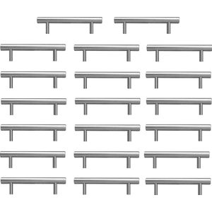 Keukengrepen, kastgrepen, 20 stuks, 128 mm, roestvrij stalen gaten, installatie met zilveren gaten