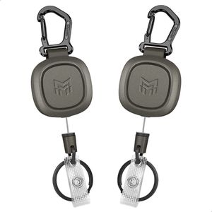 Duurzame intrekbare sleutelhanger, intrekbare karabijn-ID-ID-ID-ID-ID-kartrol met 80 cm staalkoord, 226,8 g treksterkte, verpakking van 2 stuks