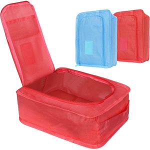 2 stks schoenenzakken waterdichte draagbare schoen opbergtas rits schoenentas met handvat voor reizen kamperen strand blauw + roze bagageorganizer