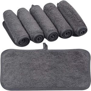 Washandjes badstof 6 stuks make-up remover doek microvezel make-up doekjes zachte & absorberende gezichtsreinigingsdoekjes herbruikbaar & wasbaar pluisvrij & luxueus grijs - 15 cm x 30 cm