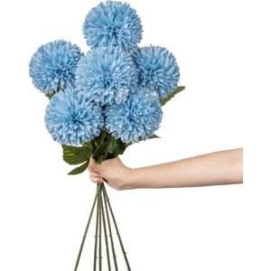 10 cm grote kunstbloemen, hortensia, met 63 cm lange steel, 6 stuks blauwe kunsthortensia, kunststof bloemen, hortensia voor bruiloftsdecoratie, woondecoratie, kantoor, tuinfeestdecoratie, bloemstuk