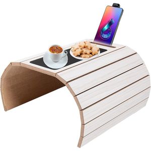 Sofa Tablet | Non-Slip Sofa & Bench Tray - Folding and Flexible, Sofa Tray with Mobile Phone Holder - Cup Holder for Natural Wood Armrest - Sofa Table Armrests