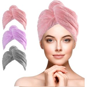 URAQT Haar Drogen Handdoeken, 3 Stks Microfiber Haar Bad Handdoek voor Vrouwen, Super Absorberend Snel Droge Haarhanddoek Wrap met Knop Ontwerp voor Lang Gekruld Haar