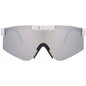 Viper Zonnebril - Sport Zonnebril - Viper Glasses - Wintersport zonnebril - sneeuw - ski bril - Fietsbril - Sportbril - UV 400 Festival Snelle Planga - Wit gespikkeld