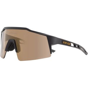 KAPVOE Sport Zonnebril - COMPLETE SET - 4 GLAZEN - Fietsbril - Sportbril - Mountainbike - Ski - Wintersport - Sneeuw - Polariserend - UV 400 - Nachtbril - Frame voor Zonnebril op Sterkte - Hoesje -Brillenkoker - Danes en Heren- Zwart goud