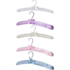 Kleerhangers 10 stuks, Extra lange puur witte satijn gewatteerde kleerhangers, bruids trouwjurk hanger rek, zachte zijden doek hangers voor trui jas shirt blouse lingerie