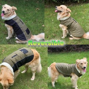 Hondenjas waterdichte jassen, Etechydra omkeerbare verstelbare reflecterende winter hondenjas vest met warme fleece kraag, hondenjas jas voor kleine middelgrote grote honden kleding, rood+zwart, S