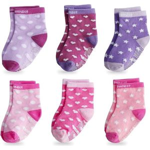 Babysokken voor kinderen, antislipsokken voor baby's, 6 paar, ABS-antislipsokken, kinderkruipsokken, babysokken voor 0-36 maanden, peuters, meisjes en jongens