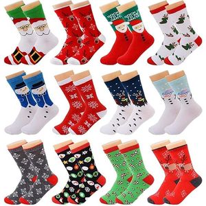 12 paar Winter Sokken Dames Kerst Sokken Warme Sokken Gezellige Katoenen Sokken maat 35-40