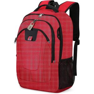 Waterdichte anti-diefstal rugzak voor 17,3 inch (44 cm) laptop herenrugzak met USB-aansluiting schoolrugzak grote business notebook backpack voor werk reizen mannen jongens, D-ultralicht-rood, 17,6 Zoll, Rugzak