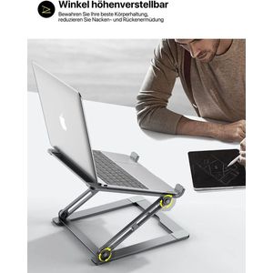 Laptopstandaard, draagbaar, laptopstandaard, aluminium, ergonomisch opvouwbaar, in hoogte verstelbaar, compatibel met Mac MacBook Air Pro, Dell XPS, HP, Lenovo (10-17,3 inch)