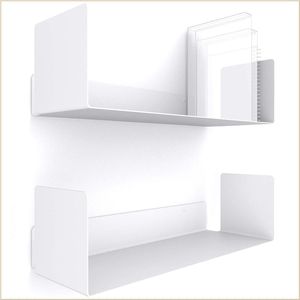 Set van 2] Wandplank wit modern & tijdloos design - Boekenkast met eenvoudige montage - Wandplank 2x 42cm - Planchet voor kantoor & woonkamer