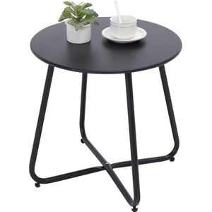 Bijzettafel, kleine bijzettafel, metaal, tuinbijzettafel, rond, salontafel en koffietafel met verstelbare tafelpoten (zwart, Ø 45 x 45 cm)