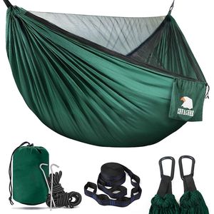 Hangmat, Outdoor Hangmat met Muskietennet Ultralight Ademend, Sneldrogend Parachute Nylon Camping Hangmat voor Trekking, Reizen, Strand, Tuin - 350 KG capaciteit