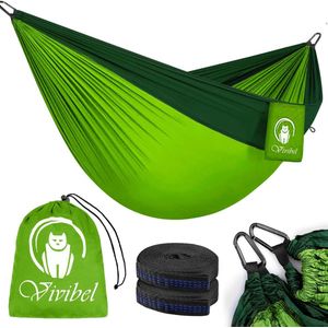 Campinghangmat, outdoor hangmat voor 2 personen, 300 kg draagvermogen 275 x 140 cm, ultralicht, ademend, nylon, parachutemateriaal, reishangmat voor outdoor, tuin en strand