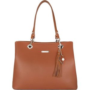 Dames Handtas Hengseltas - Large Shopper Tote Bag Zacht PU Leer - Schoudertas Draagtas Lange Hengsels - Veel Zakken Vakken - Grote Capaciteit - Mode Alledaags - Cognac Bruin