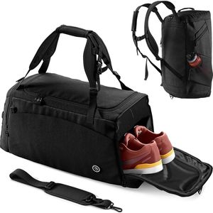 Sporttas Gymbag Reistas 40L | Trainingstas met Rugzak-Functie, Schoenencompartiment, Vak voor natte Kleding | Sportrugzak Fitness Tas Weekender Zwemtas Duffelbag Sportzak Fitnesszak Bag Sportbag Heren