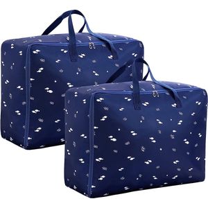 2 Pcs105L Grote Opbergtas met Rits voor Kleding, Opvouwbare Oxford Doek Dekbed Opbergtas King Size, Verdikte Onderbed Opslag Organizer voor Beddengoed Quilt Dekens, Waterdicht & Vochtbestendig