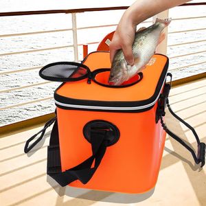 Vissersemmer, 6Gallon/8Gallon/10Gallon opvouwbare visemmer, levende viscontainer multifunctionele levende visaas emmer, outdoor camping EVA viszak en visbescherming emmer
