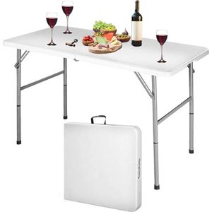 Klaptafel, tuintafel, buitentafel, klaptafel, 120 x 60 x 74 cm, wit