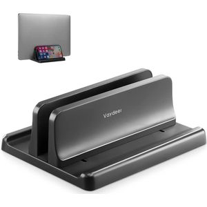 Verticale Laptopstandaard, Verstelbare Laptopstandaard Verticaal, 3 in 1 Laptopstandaard Ruimtebesparend voor MacBook, Notebook, IPad, Laptops tot 17,3 Inch - Zwart