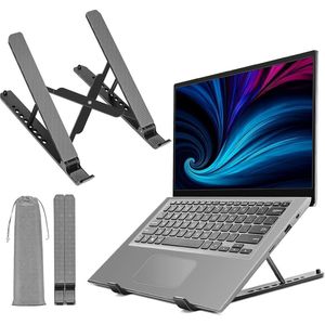 Laptopstandaard, 8-traps instelbare laptopstandaard, draagbaar, in hoogte verstelbaar, geventileerde laptopstandaard, notebookstandaard voor MacBook, Lenovo, Dell, 10-15,6 inch laptops, tablets, notebooks.