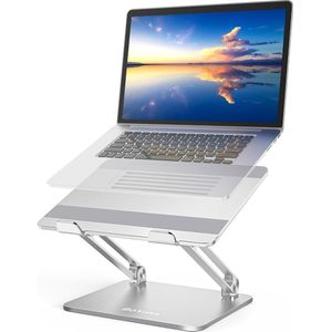 laptopstandaard, laptop verhoger met meerdere hoeken en warmteafvoer, verstelbare notebookstandaard compatibel voor laptop (10-15 inch) inclusief MacBook Pro/Air, Lenovo, Samsung, HP(Zilver)