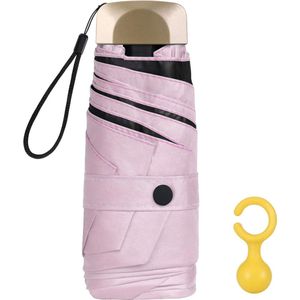 Mini paraplu, zakparaplu met 6 ribben, 210T stof & aluminium paraplustandaard, zonwering paraplu voor buiten, UV-vouwparaplu, gouden handgreep, licht compact