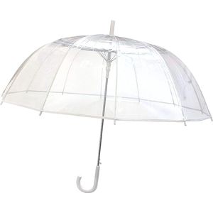 Paraplu voor dames, volledig automatische paraplu, grote klokparaplu met 12 spaken, glasvezel/satijnen overtrek, winddicht, grote bruiloftsparaplu voor 2 transparant, XXL/doorzichtig