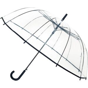 Paraplu voor dames, volledig automatische paraplu, grote klokparaplu met 12 spaken, glasvezel/satijnen overtrek, winddicht, grote bruiloftsparaplu voor 2 transparant, XXL/doorzichtig