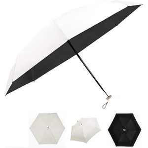Minizakparaplu, opvouwbare paraplu, ultralichte miniparaplu, opvouwbare rubberen paraplu, parasol, zonnig, reizen, waterdicht, winddicht (crèmewit), 91 cm x 53 cm