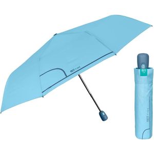 Vouwparaplu Lichtblauw voor Dames - Automatische Open en Dicht Opvouwbare Paraplu Effen Kleur - Bestendige Compacte Reisparaplu Windbestendig Opvouwbaar - Diameter 98 cm - Perletti (Azuur)