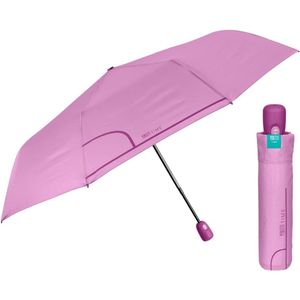Vouwparaplu Lila Pink voor Dames - Automatische Open en Dicht Opvouwbare Paraplu Effen Kleur - Bestendige Compacte Reisparaplu Windbestendig Opvouwbaar - Diameter 98 cm - Perletti (Lila)
