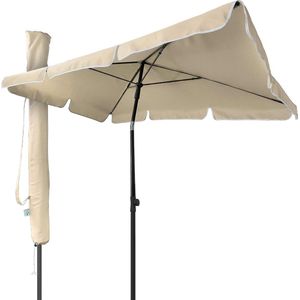 Parasol, kantelbaar, rechthoekig, 200 x 125 cm, 160 g/m², met uv-bescherming, hoogte 2,35 m, canvas, polyester, opvouwbaar, voor buiten, incl. beschermhoes, beige,