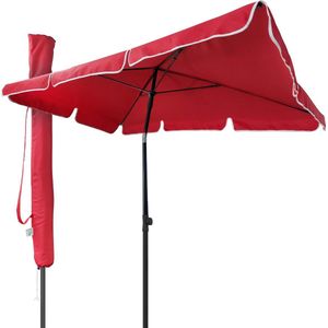 Parasol, kantelbaar, rechthoekig, 200 x 125 cm, 160 g/m², met uv-bescherming, hoogte 2,35 m, polyester stof, opvouwbaar, voor buiten, incl. beschermhoes, rood