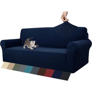 Jacquard bankovertrek 4-zits bankovertrek antislip hoes sofa voor woonkamer stretch overtrekken voor honden huisdieren met anti-slip schuim (4 zits, marineblauw)