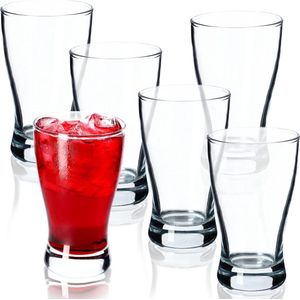 Waterglazen, set van 6 drinkglazen, sapglazen van glas, robuuste glazen voor water, sap, tuin, feest, bier, universele glazen, cocktailglazen, drankglazen (elk, 320 ml)