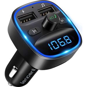 Bluetooth FM-zender, auto-radio-adapter, draadloze radio, autoontvanger, stick met handsfree, dual USB-lader 5 V/2,4 A en 5 V/1 A, SD-kaart, USB-schijf [Energieklasse A+++]